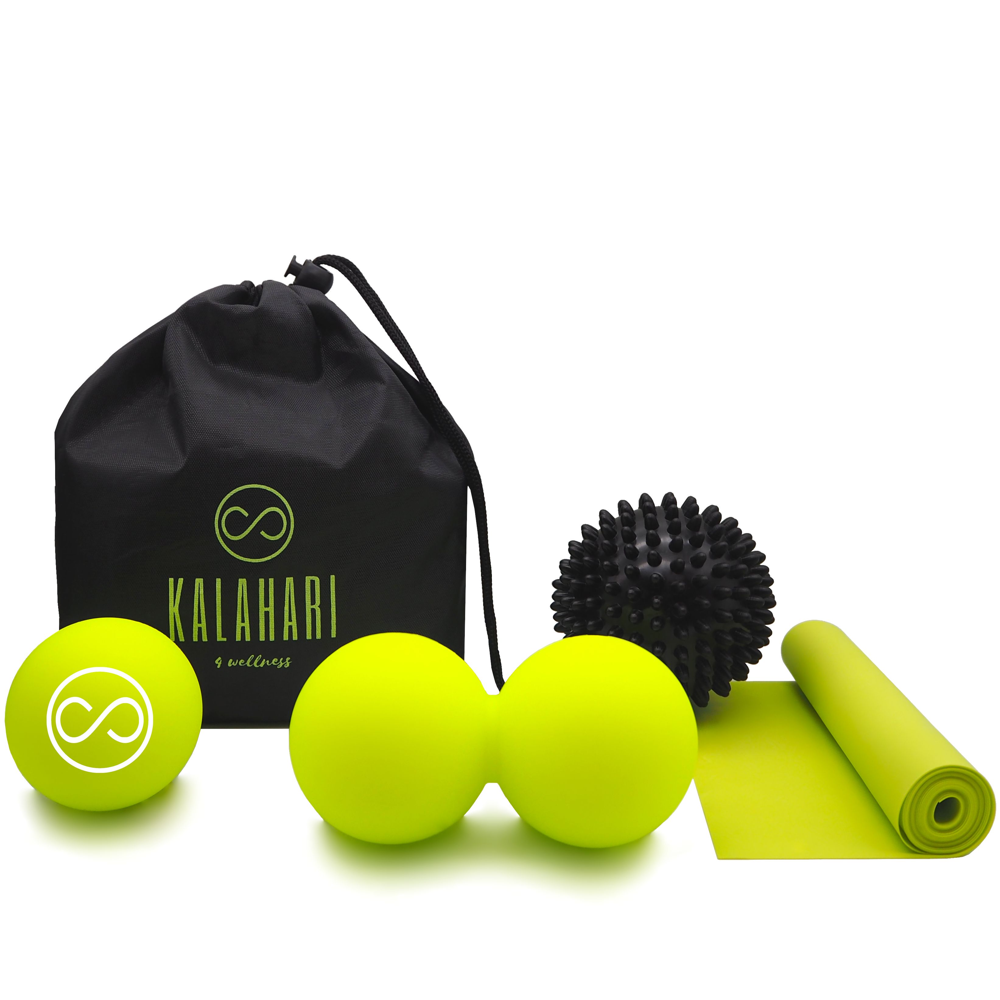 KALAHARI Massageball Set, Duoball, Igelball, Faszienball, Fitnessband zur Faszientraining mit eBook