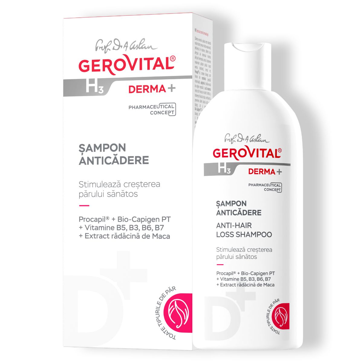 Gerovital H3 Derma+ Anti-Haarausfall Shampoo mit Procapil und Maca-Wurzel, 200 ml