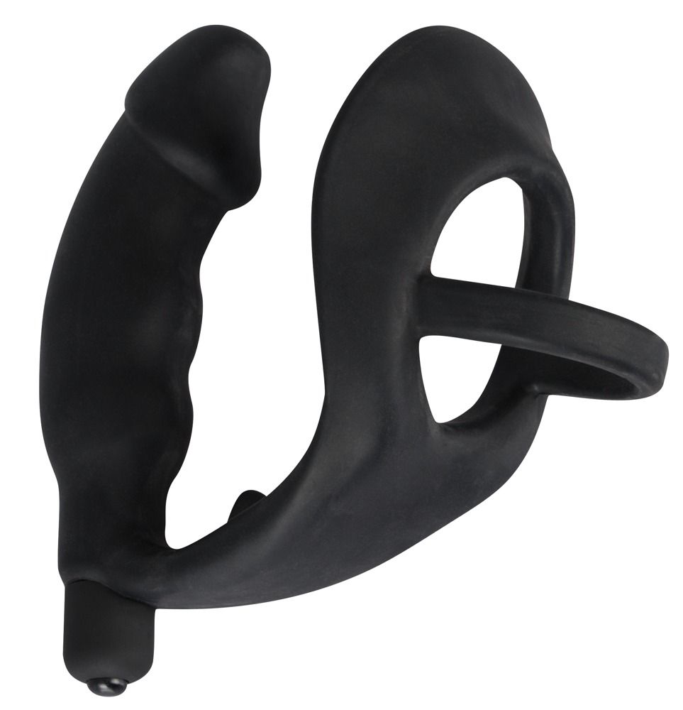 Black Velvets - Vibro-Penisring mit Plug - P-Stimulation