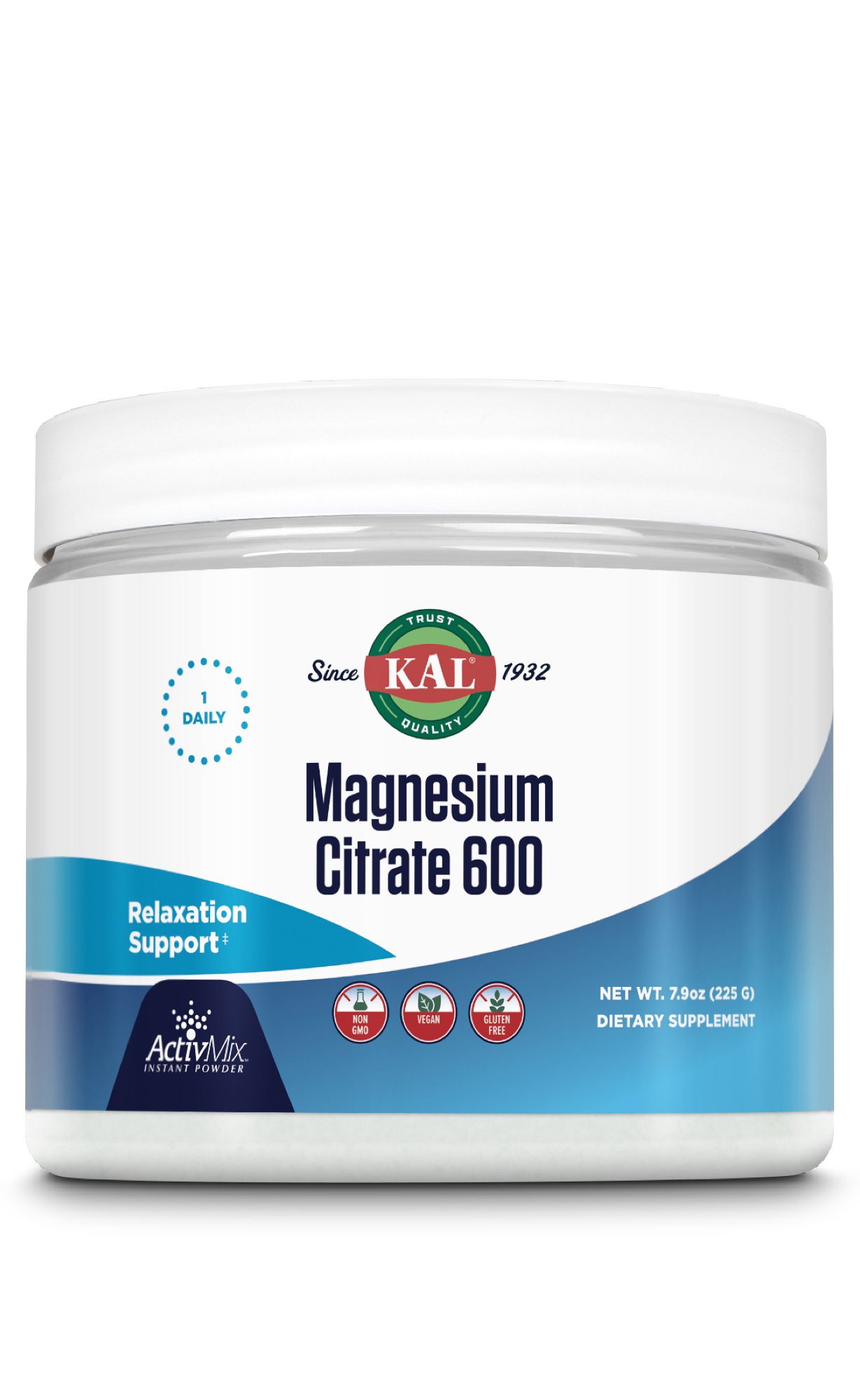 KAL Magnesium Citrat 600 mg Crystal-Magnesium Pulver 225 g leicht löslich Muskeln Nerven Sportler