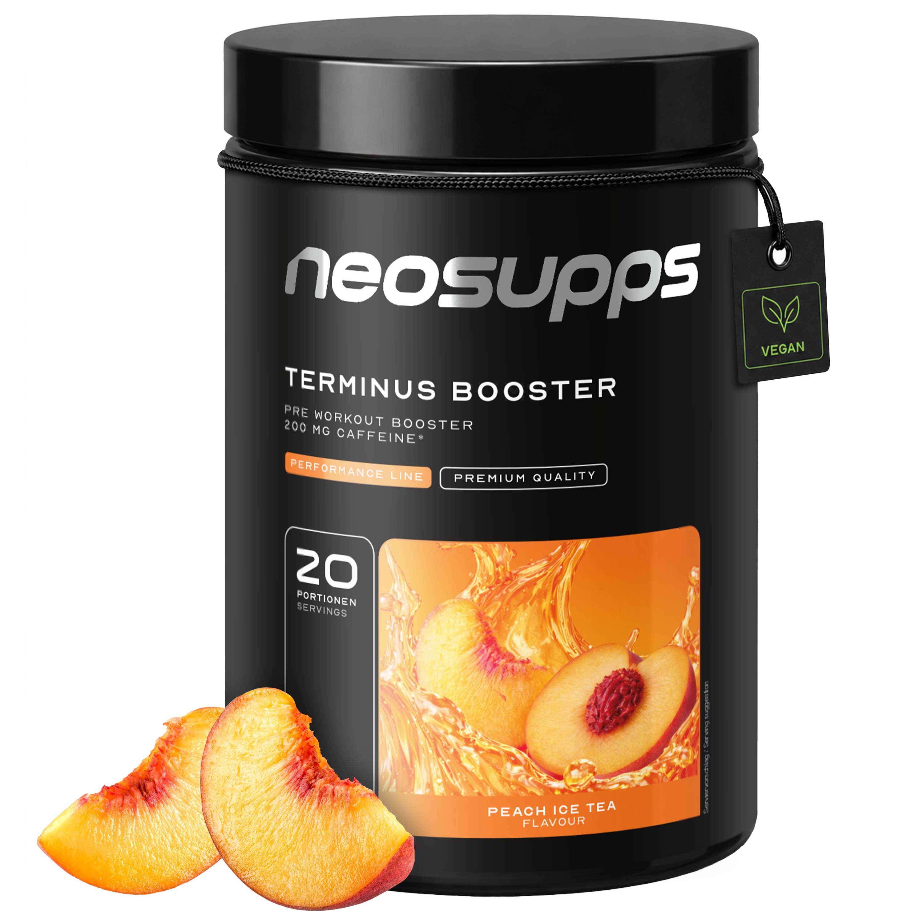 Neosupps Terminus Booster Peach Ice Tea, 540g, Pre Workout Booster mit Koffein
