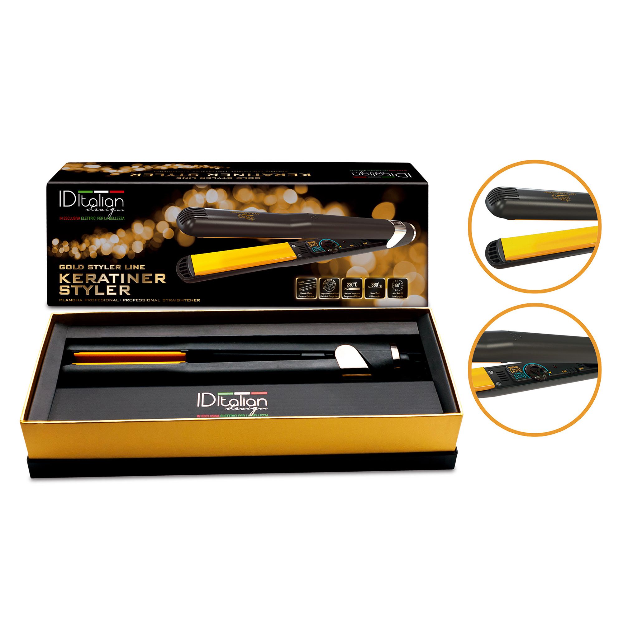 Professionelles glätteisen gold styler keratiner - keramik