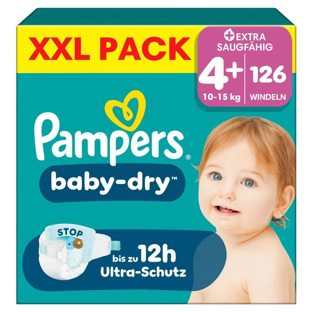 Pampers Baby Dry Gr. 4+ Maxi Plus 10-15kg  Windeln XXL Pack