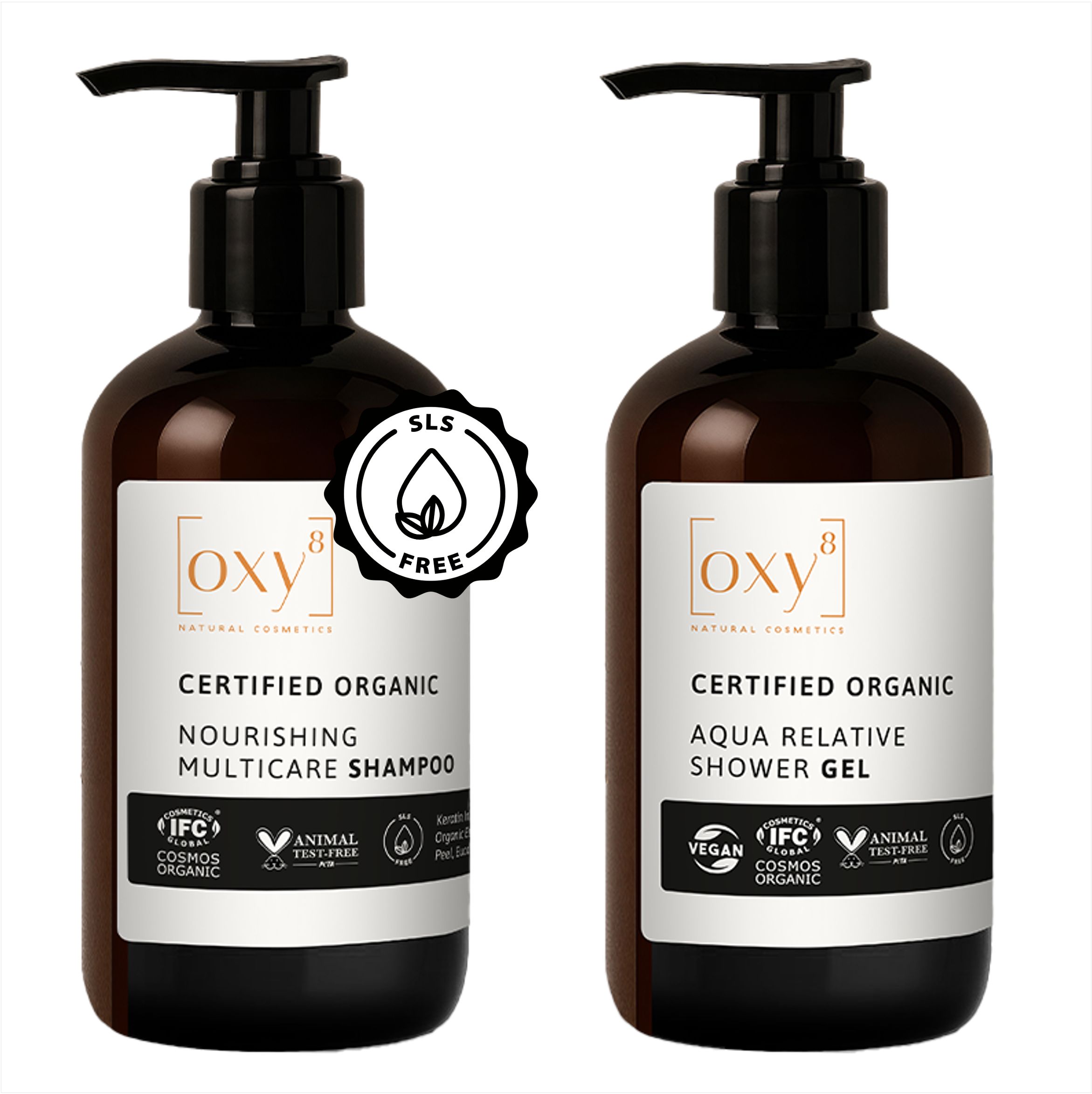 OXY8 Naturkosmetik MÄNNER PFLEGESET – Shampoo & Duschgel gegen Haarausfall, für gepflegte Haut
