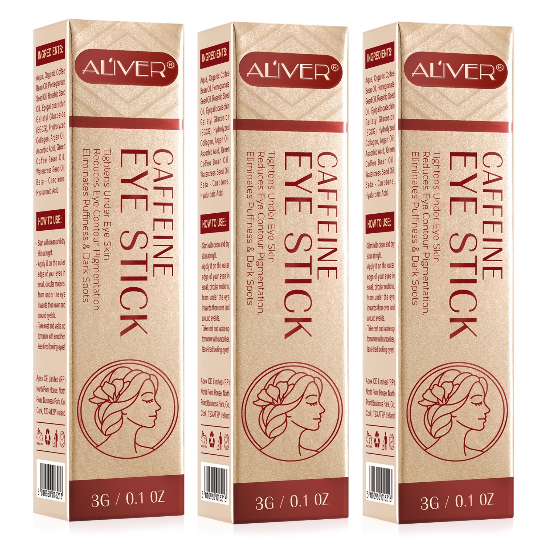 ALIVER Anti-Aging-Augencremenstift mit Kollagen Hyaluronsäure Koffein