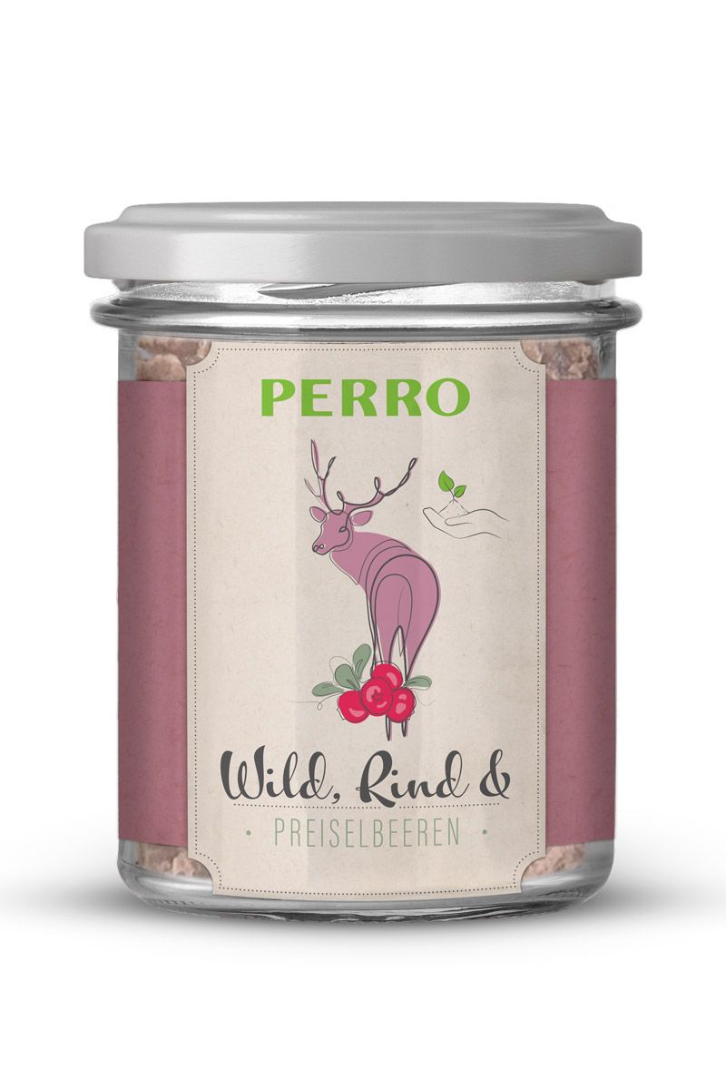 PERRO Geniesser Glas Hund - Wild + Rind mit Preiselbeeren