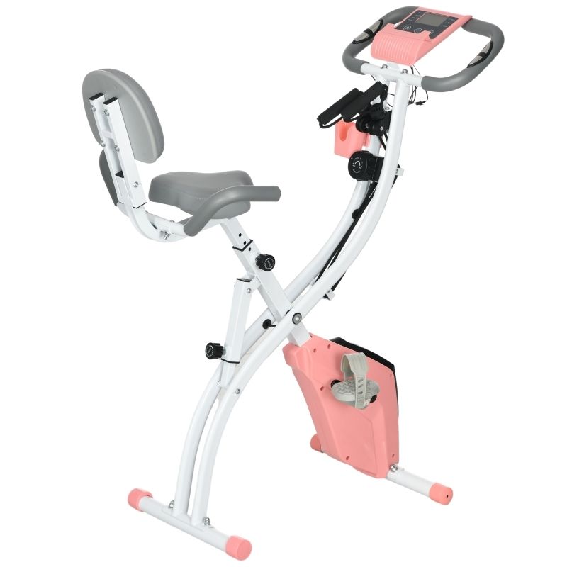HOMCOM Klappbares Heimtrainer-Fahrrad, 8 Magnetwiderstandsstufen, Handpulssensoren