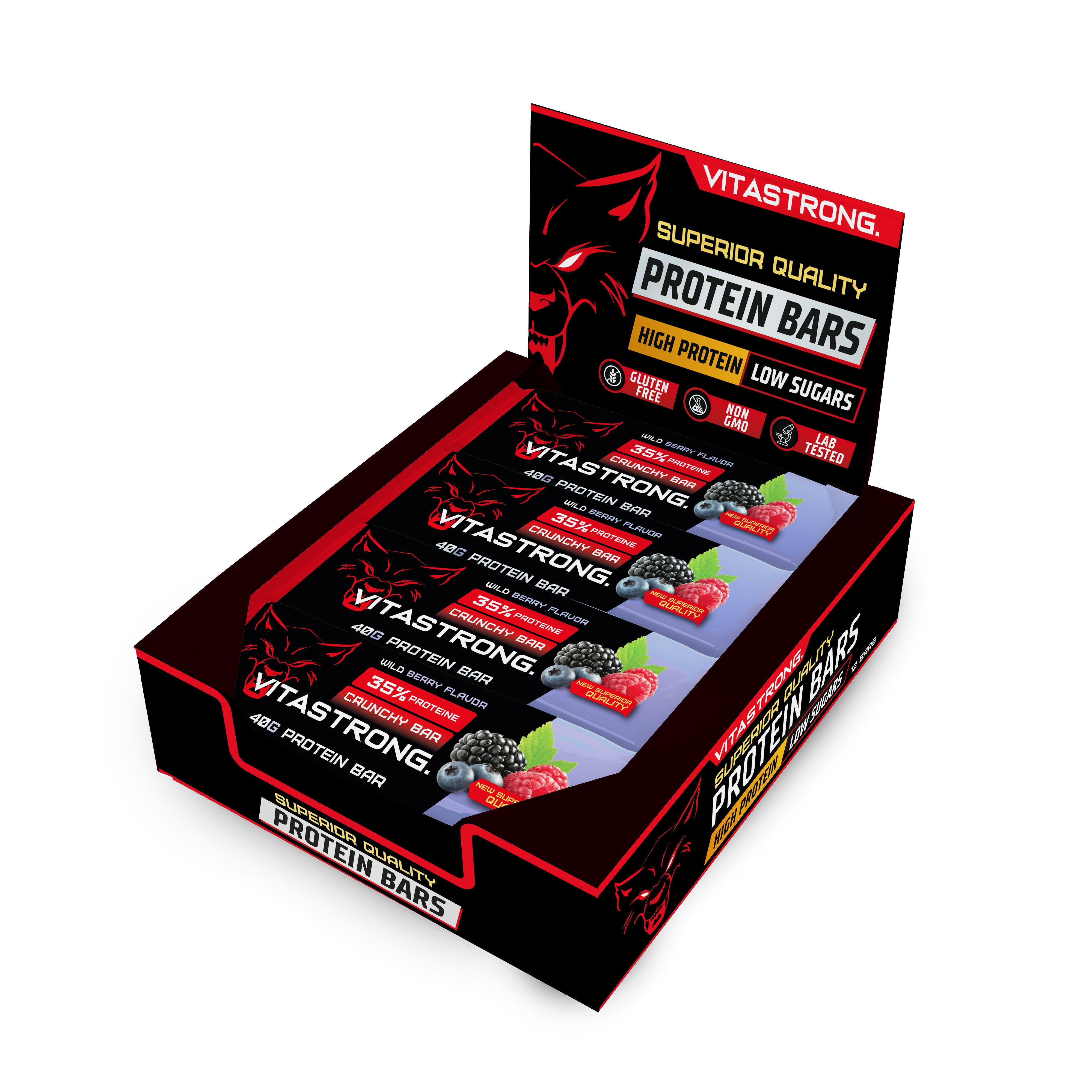 Vitastrong Crunchy Proteinriegel Beeren - Hoher Proteingehalt