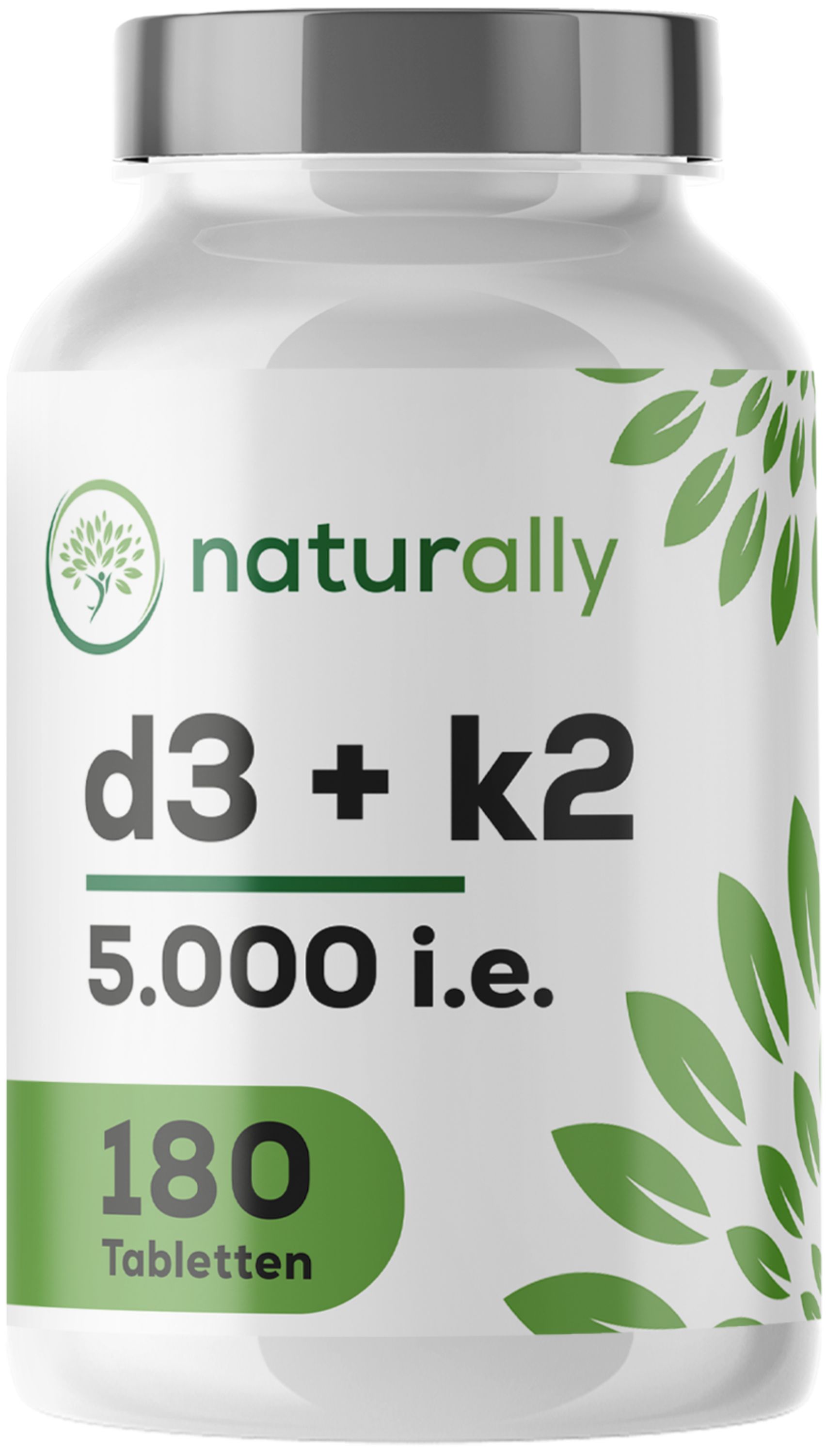 naturally Vitamin D3 + K2 | 5000 I.E. Vitamin D & 75 µg Vitamin K2 MK-7 | nur 1 Tablette/5 Tage