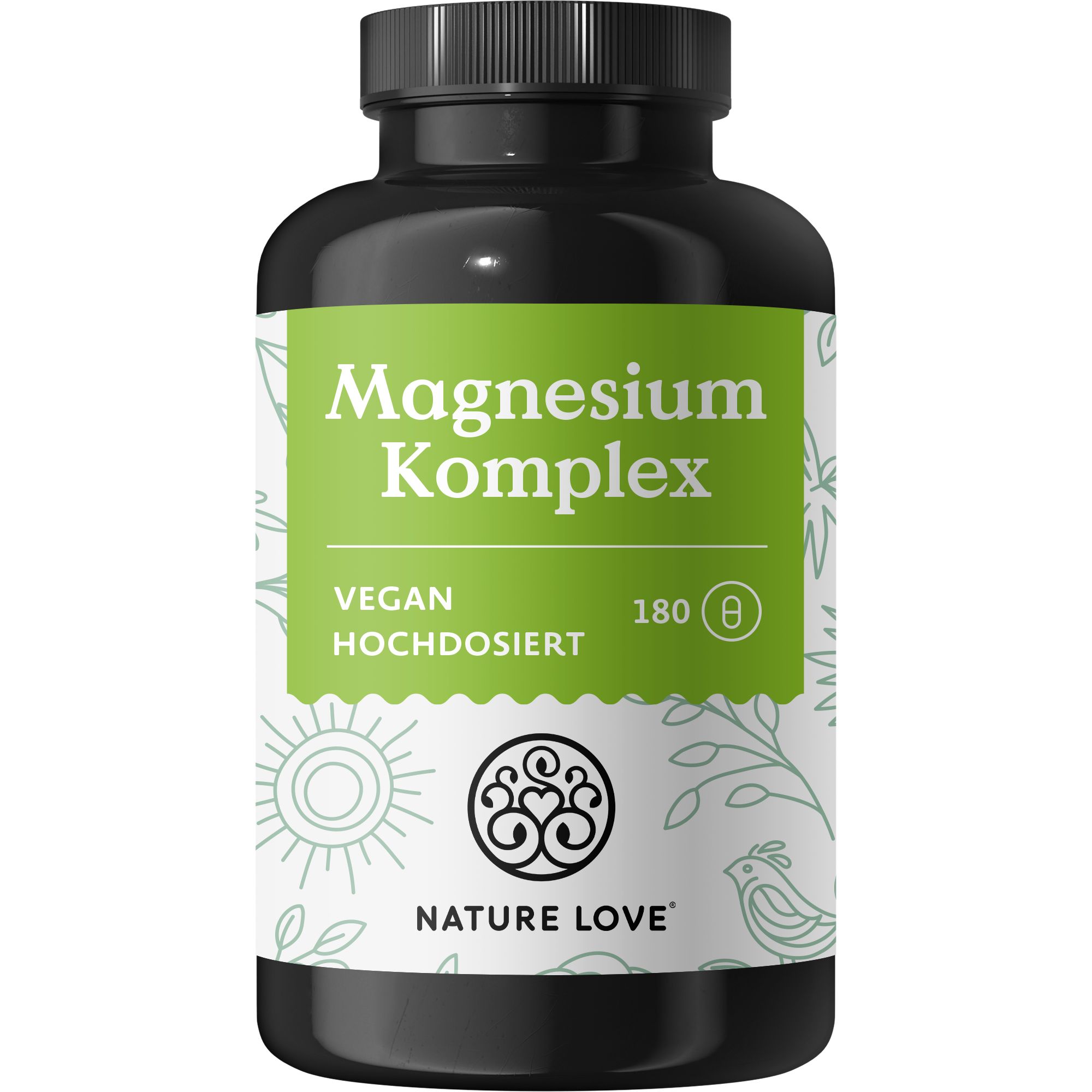 NATURE LOVE® Magnesium Komplex - 180 Kapseln - 400mg elementares Magnesium/Tagesdosis