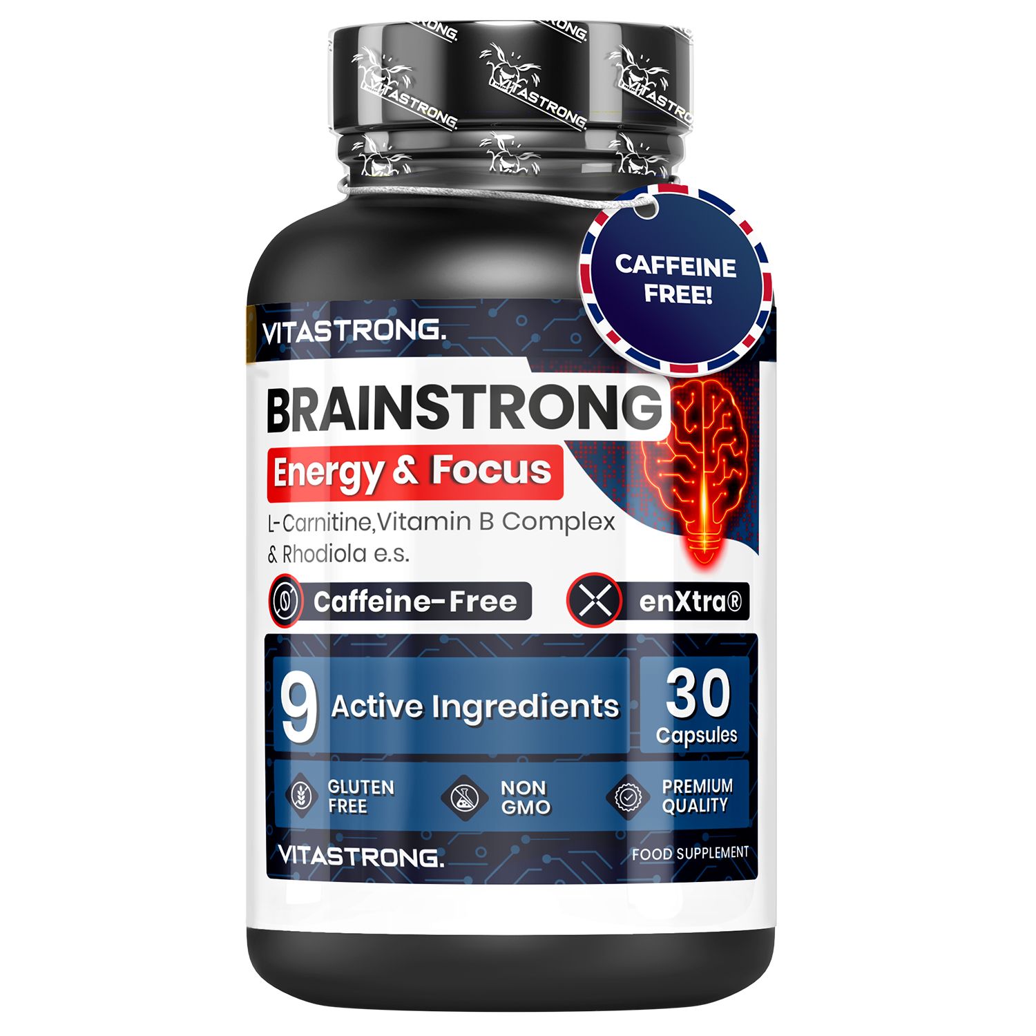 Vitastrong Brainstrong - 30 Kapseln, Fokus und Energie ohne Koffein