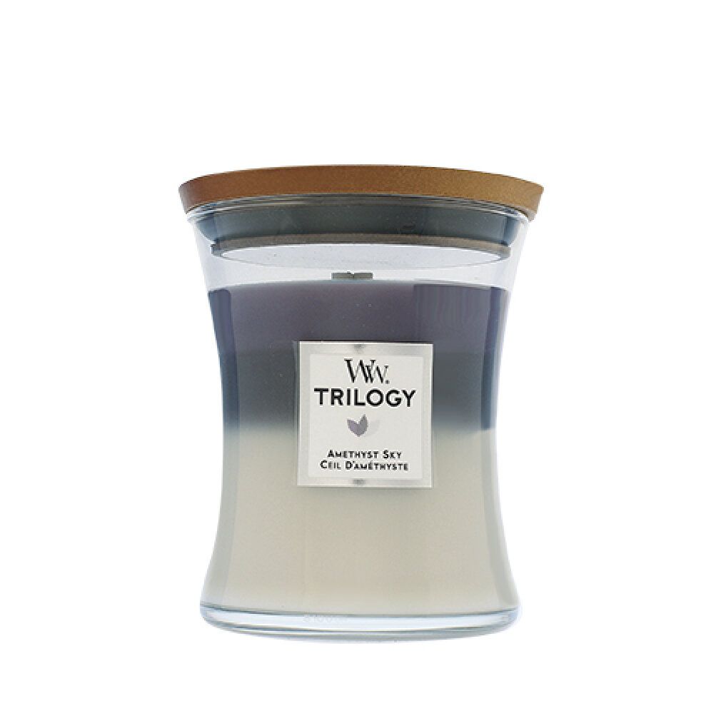 WoodWick Trilogy Amethyst Sky Duftkerze mit Holzdocht