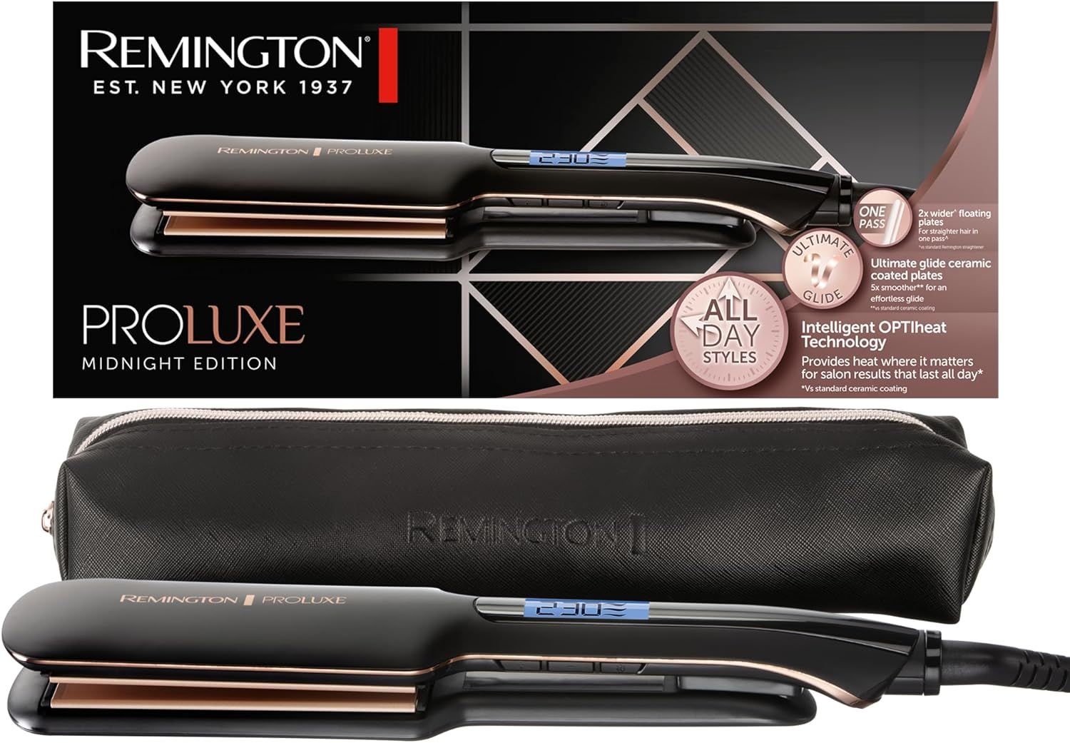REMINGTON Haarglätter Glätteisen S9150B Proluxe extra breit Display OPTIheat