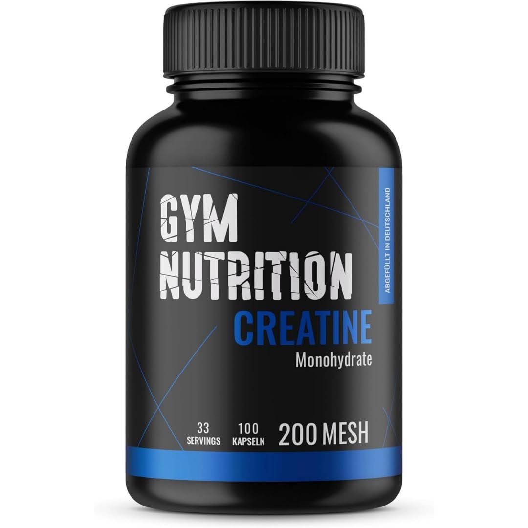 Kreatin Monohydrat Kapseln - 100 Kapseln - Reines Creatin Monohydrat - Gym Nutrition®
