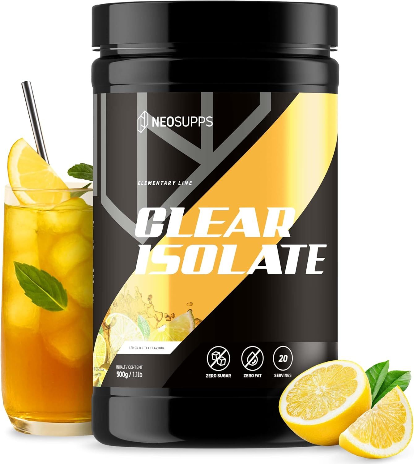 Neosupps Clear Whey Isolat Lemon Ice Tea, 500g, Protein Pulver, Eiweißshakes