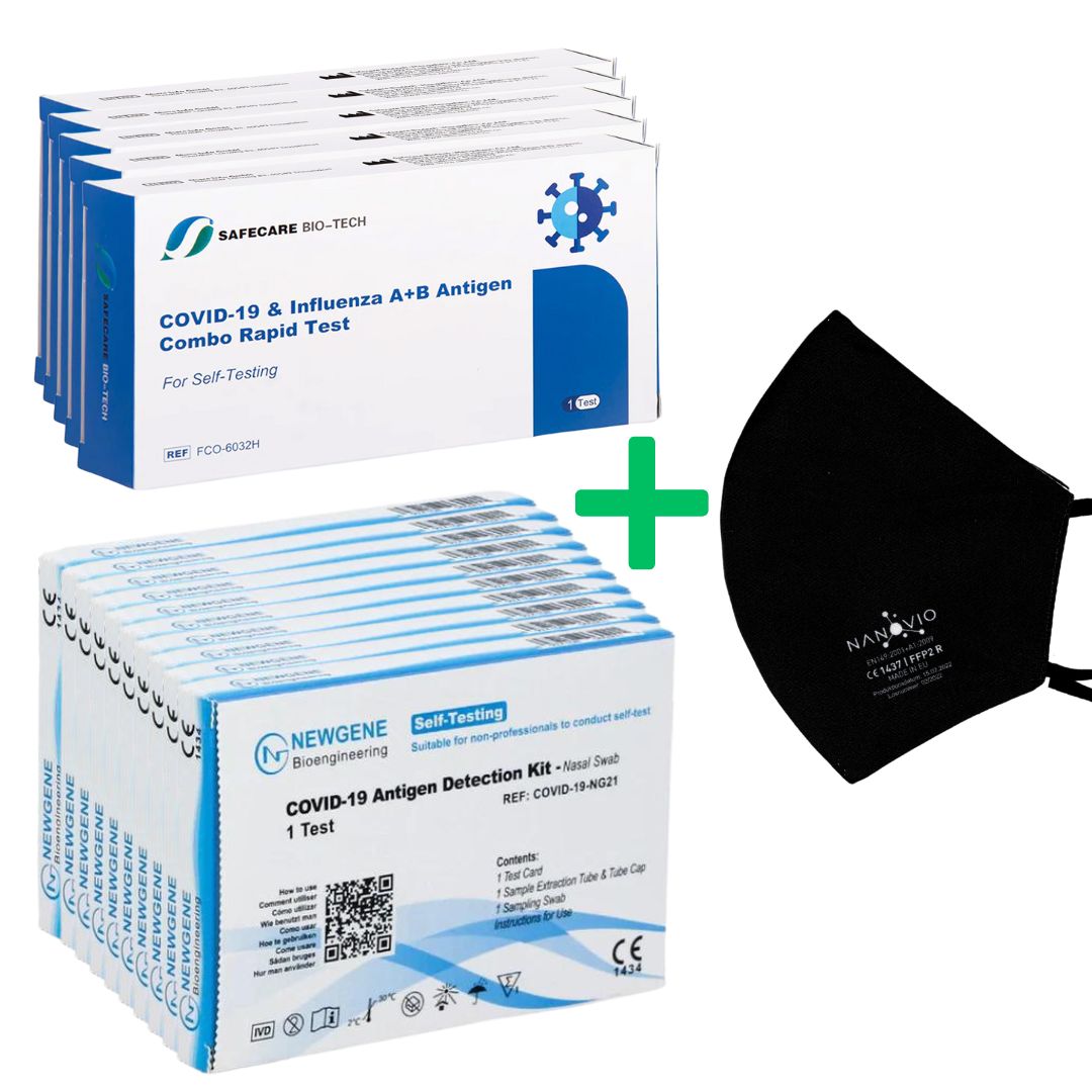 COVID-19 4in1 Aktion + Influenza A+B Antigen 15er Combo + GRATIS NANOVIO FFP2