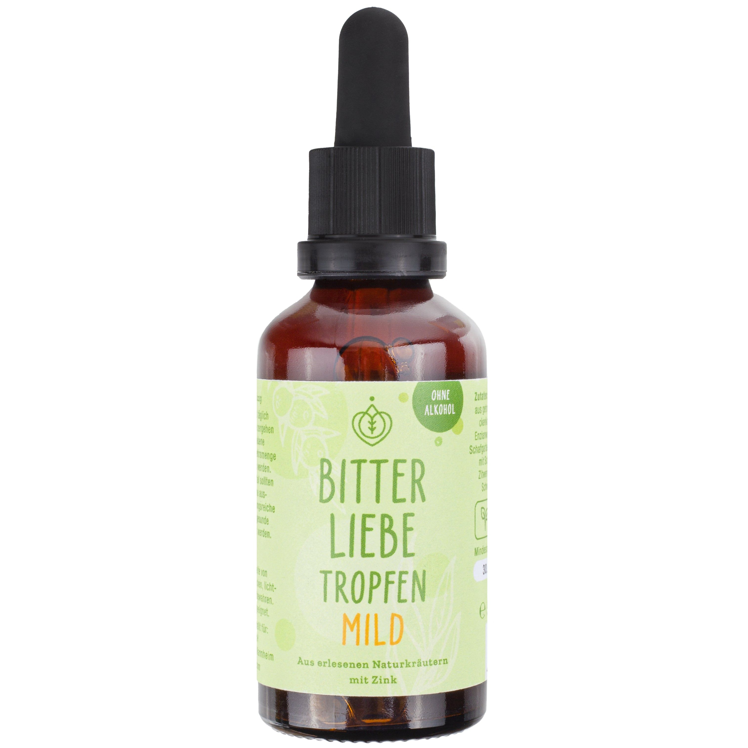 BitterLiebe - Bittertropfen ohne Alkohol - Bitterstoffe Tropfen mild - für Dein Wohlbefinden