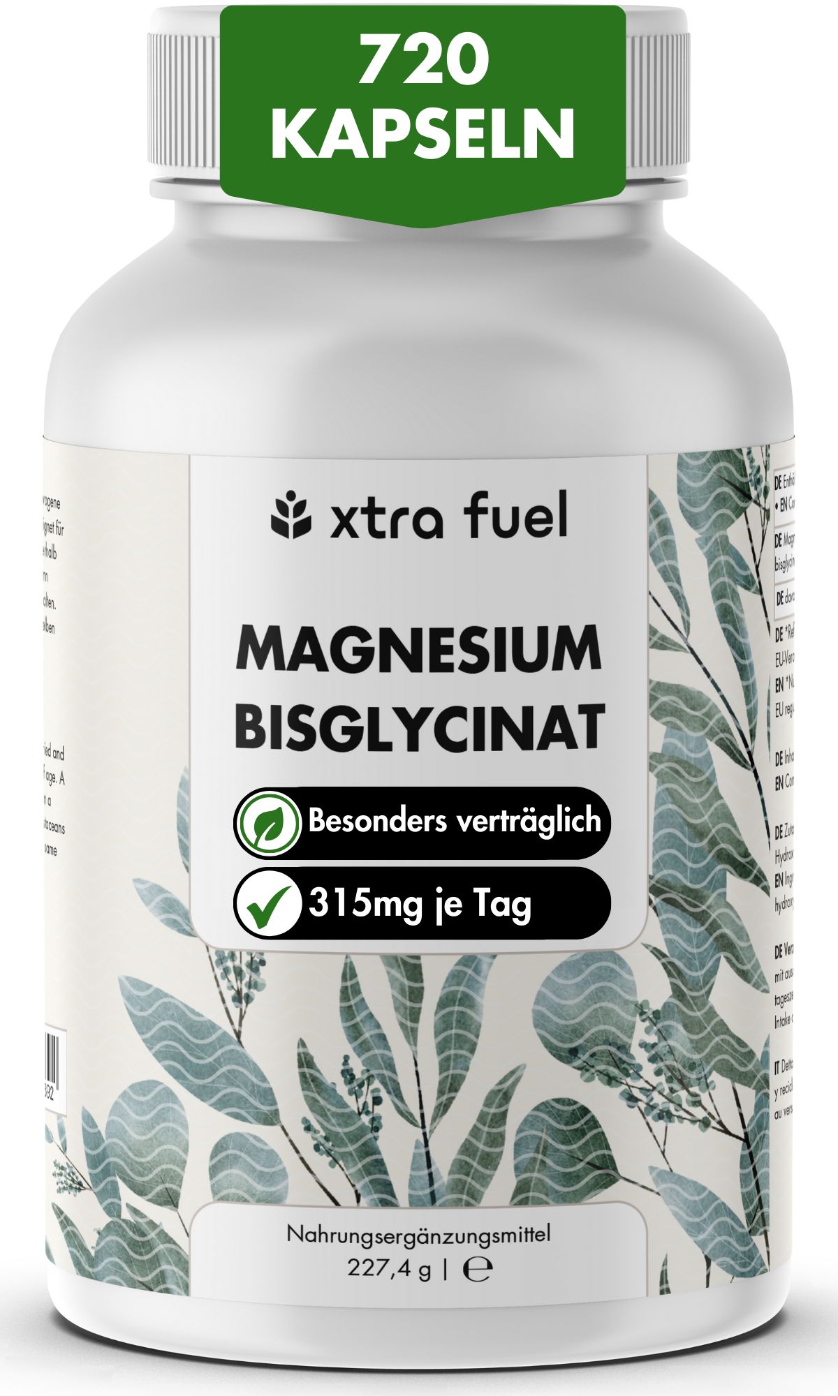 XTRA FUEL Magnesium Bisglycinat - Hochdosiertes Magnesium aus bewährter Bisglycinat-Verbindung