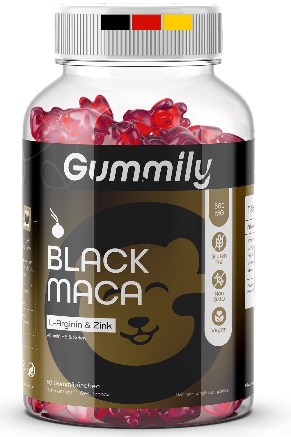 Gummily® Black Maca – Natürlicher Testosteron-Support mit L-Arginin, Zink & Selen 60 Gummibärchen