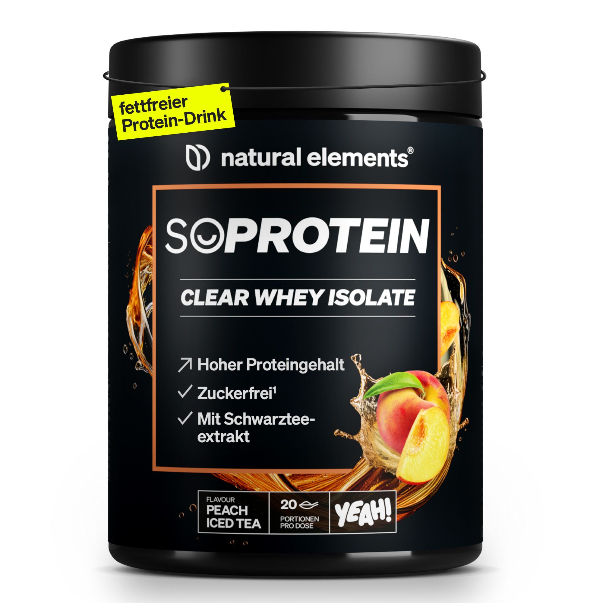 SoProtein Clear Whey Isolate – Peach Iced Tea Geschmack – 600g Proteinpulver – 25g Protein
