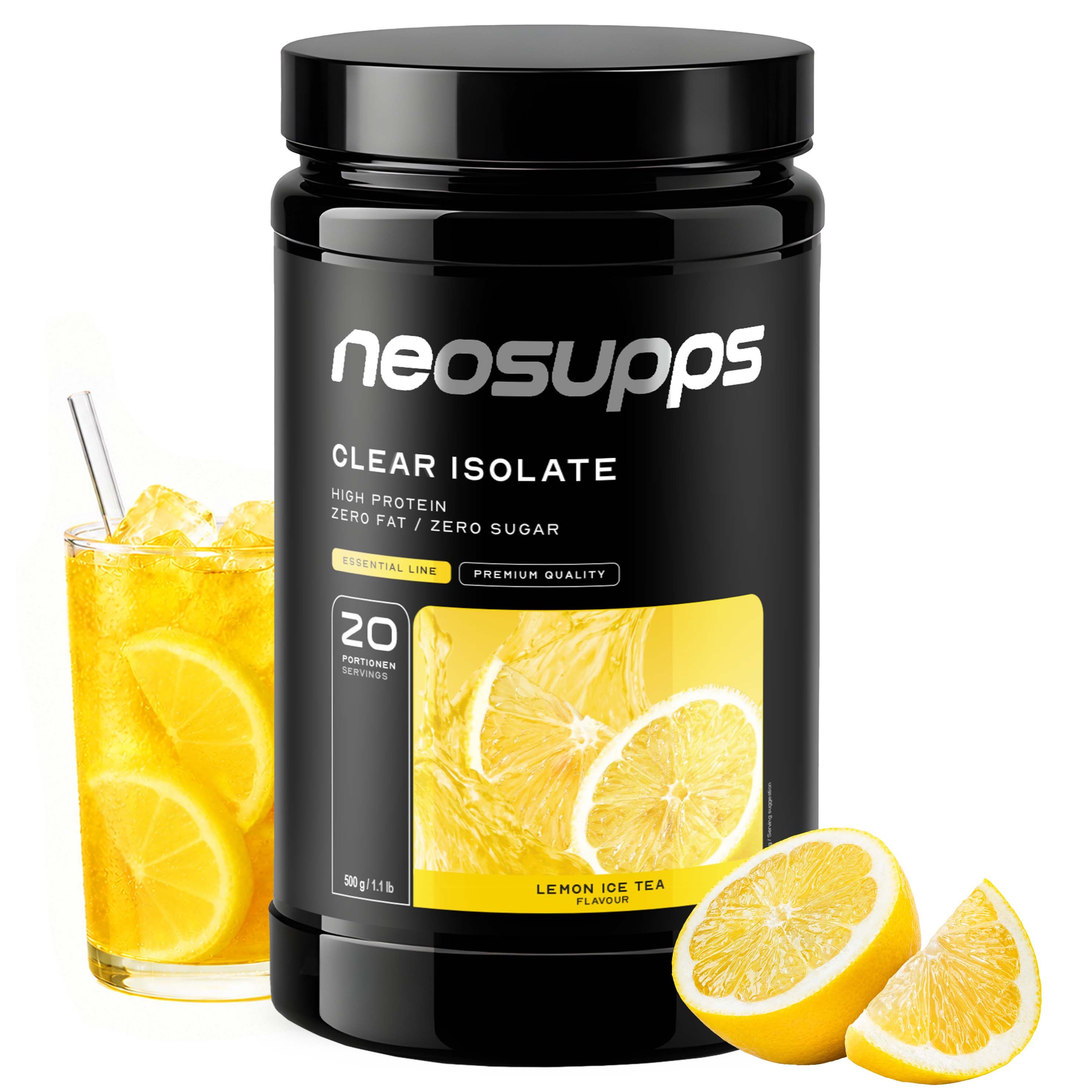 Neosupps Clear Whey Isolat Lemon Ice Tea, 500g, Protein Pulver, Eiweißshakes