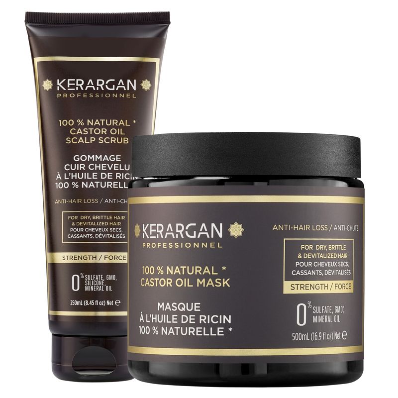 Kerargan - Duo Anti-Haarausfall Maske & Peeling mit Rizinusöl