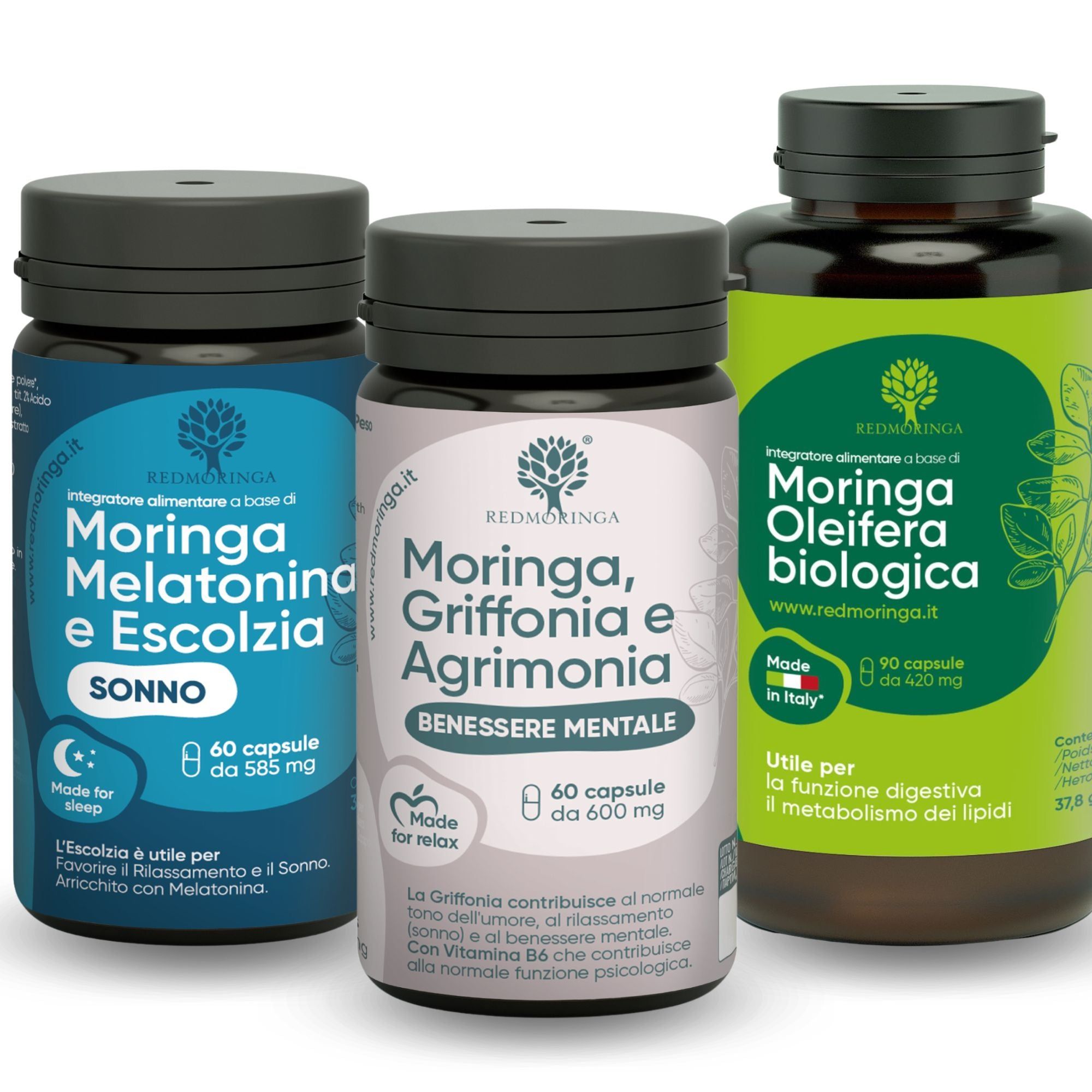RedMoringa GRIFFONIA, MELATONIN und BIO MORINGA 3-Produkt-Set