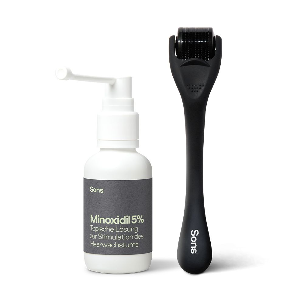 SONS Minoxidil 50mg/ml Lösung & Derma Roller für Männer bei erblich bedingtem Haarausfall