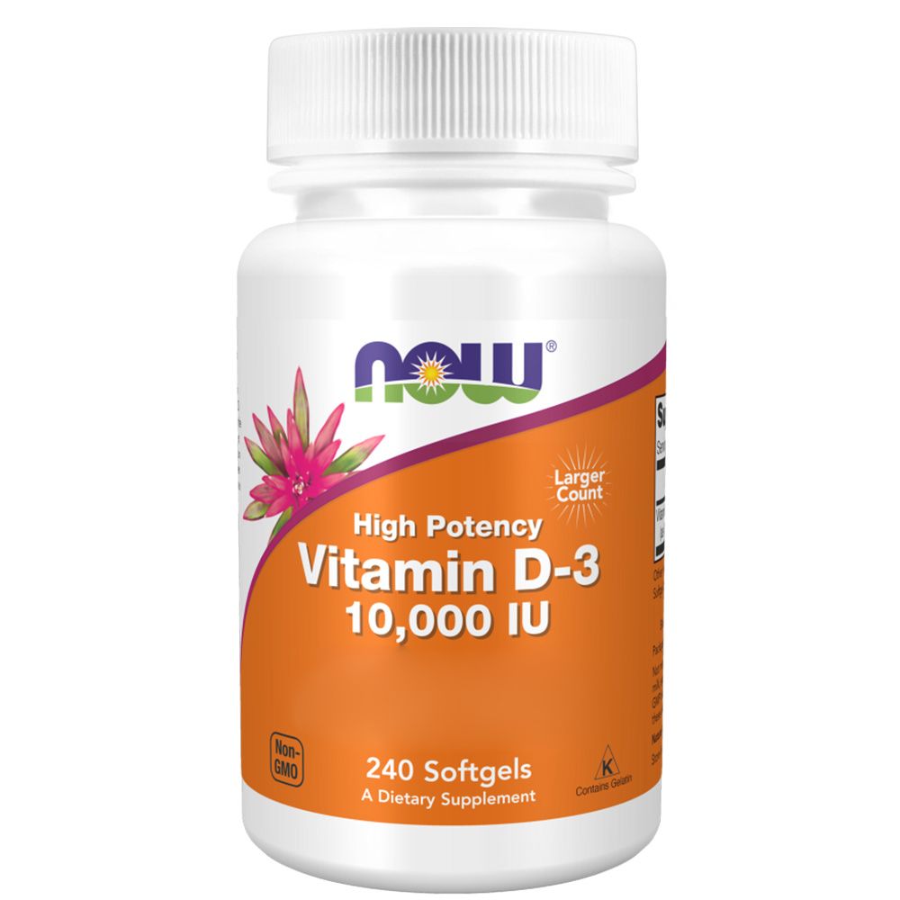 NOW, Vitamin D3 Depot, glutenfreie Softgels, 10000IU Vitamin D
