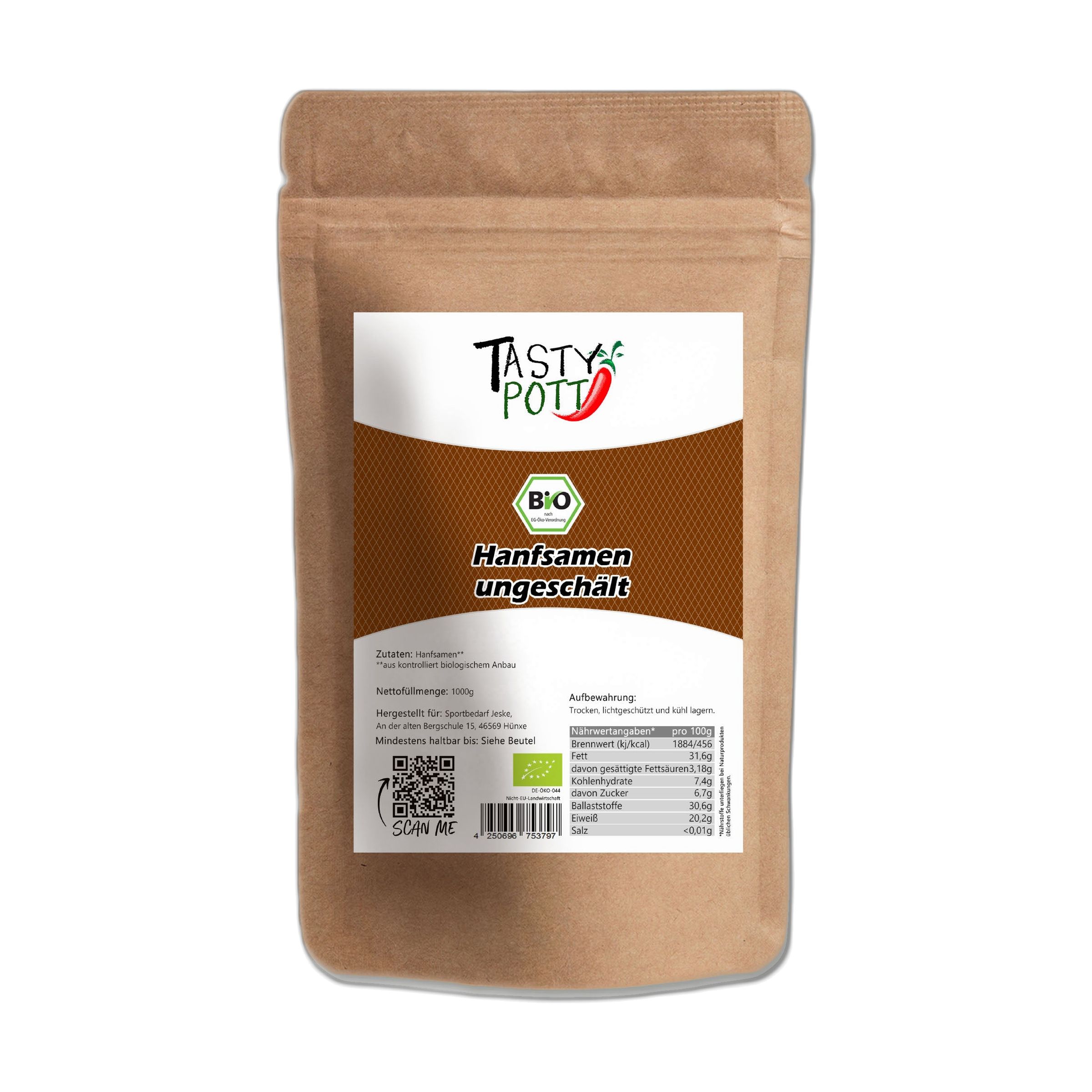 TASTY-POTT Tasty Pott Bio Hanfsamen naturbelassen & ungeschält