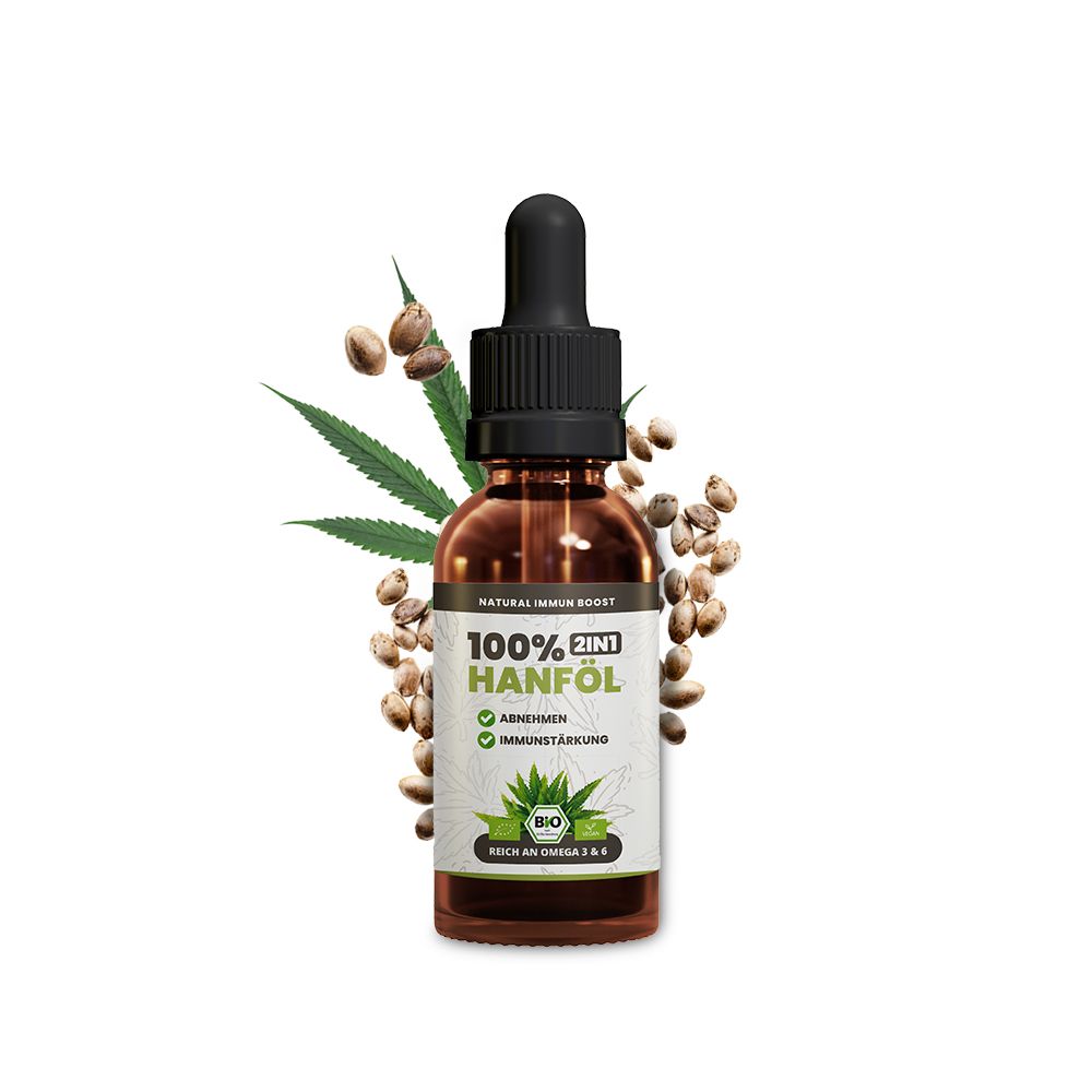 SANUUS® 2IN1 Bio Hanföl 100ml fürs Immunsystem & zum Abnehmen mit Omega-3-6-9