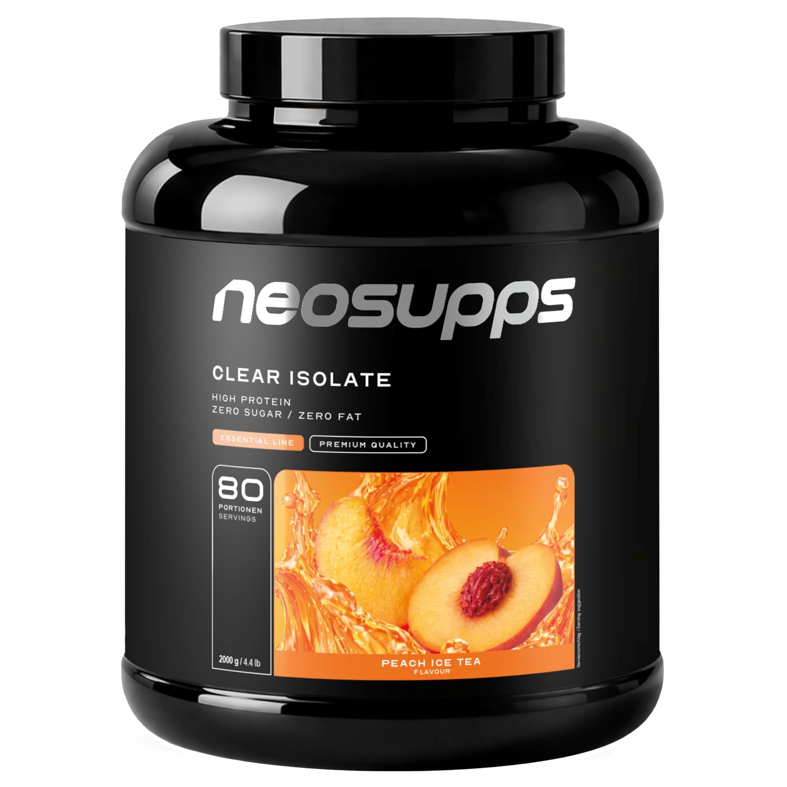 Neosupps Clear Whey Isolat, 2000g, Protein Pulver, Peach Ice Tea, Eiweißpulver