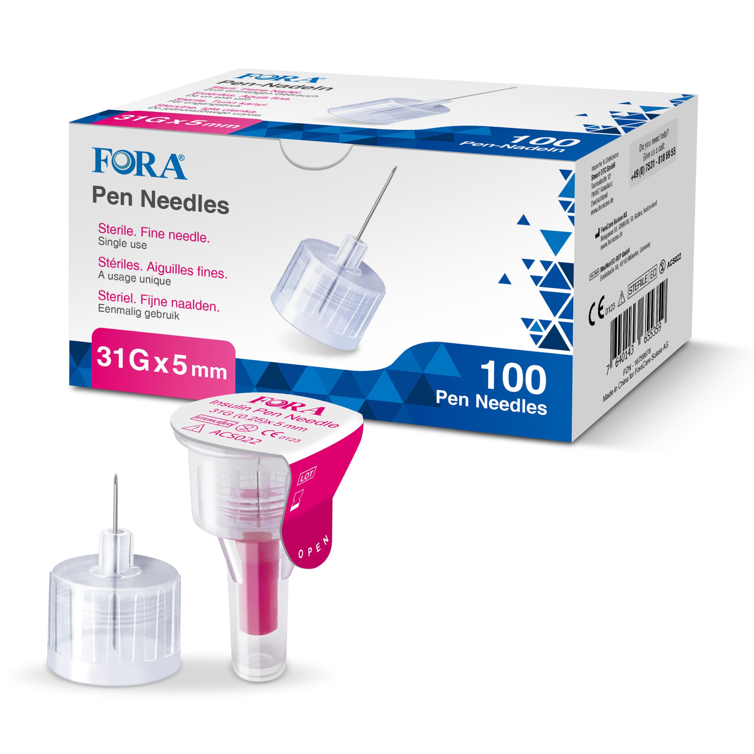 FORA Pen Nadeln 31G 5mm (100 Stück) - Insulin Pen Nadeln - Nadeln für Spritzen - The Tester
