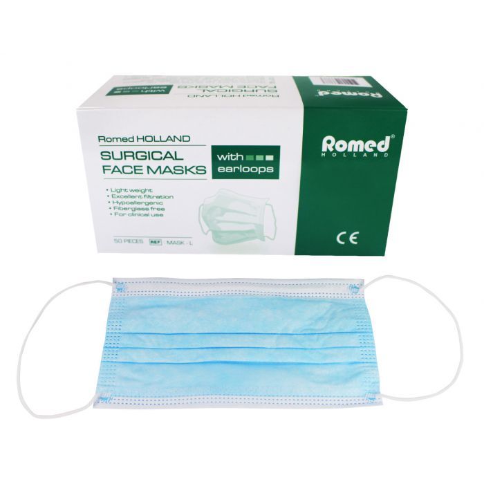 Romed Mundschutz 3-lagig, blau, Typ IIR, elastische Schlaufe