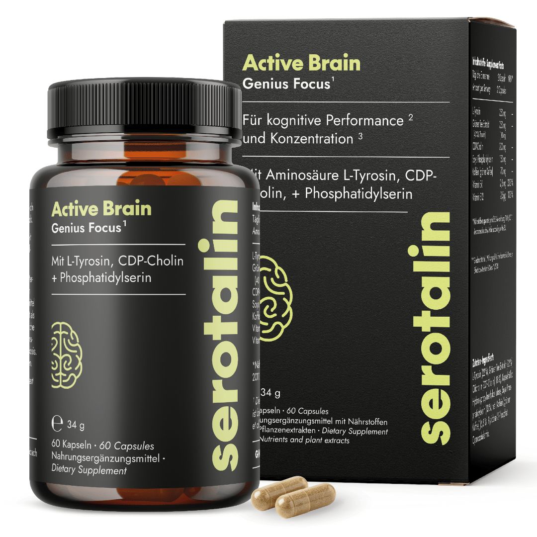 serotalin Active Brain Genius Focus - Geistige Leistung¹² & Energie¹² - Koffein & Grüntee-Extrakt