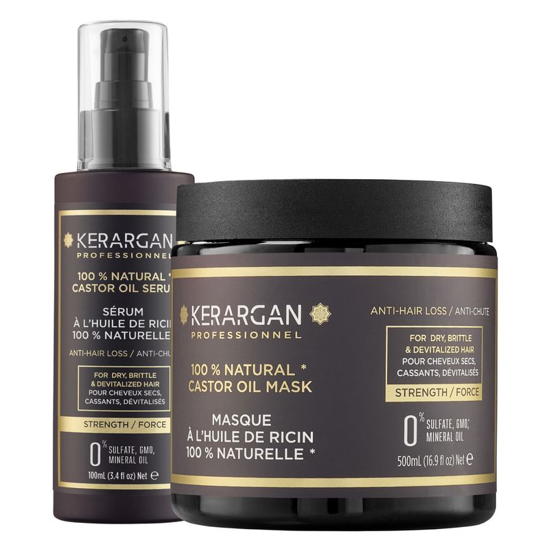 Kerargan - Duo Anti-Haarausfall Maske & Serum mit Rizinusöl