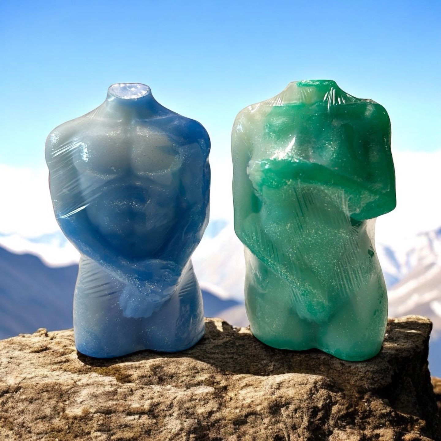 Nesbel handgemachte Glycerin Seife Torso Mann und Frau farblich sortiert