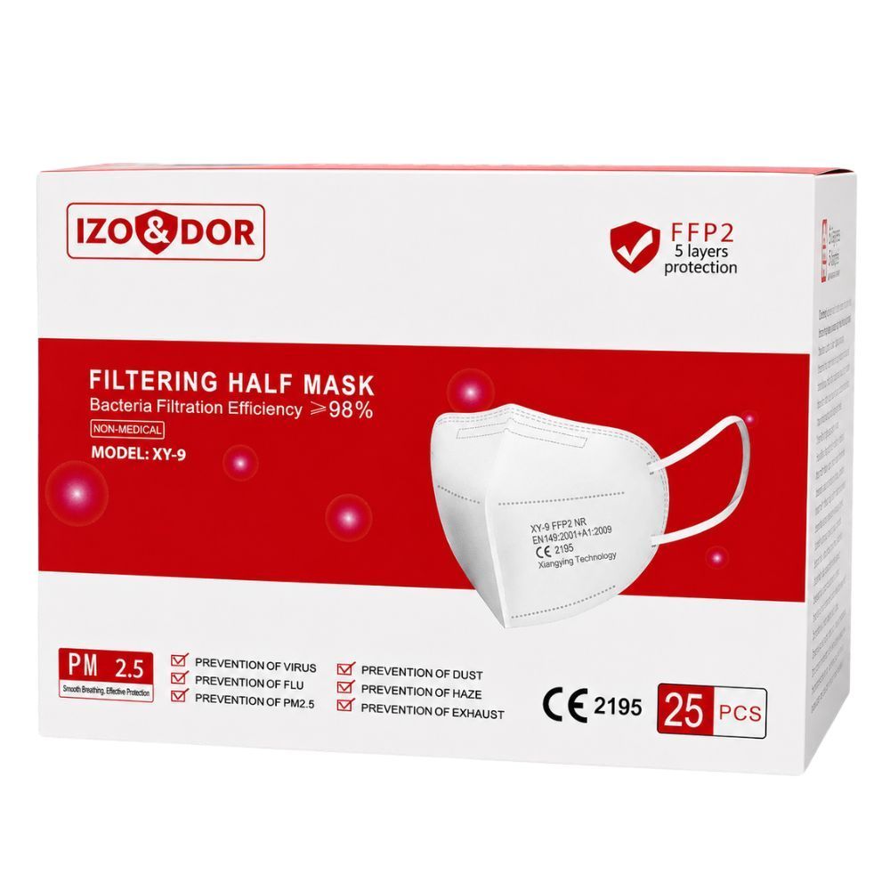 IZO&DOR FFP2 NR Atemschutzmaske Schwarz | CE-zertifiziert | 5-lagig | EN149:2001+A1:2009