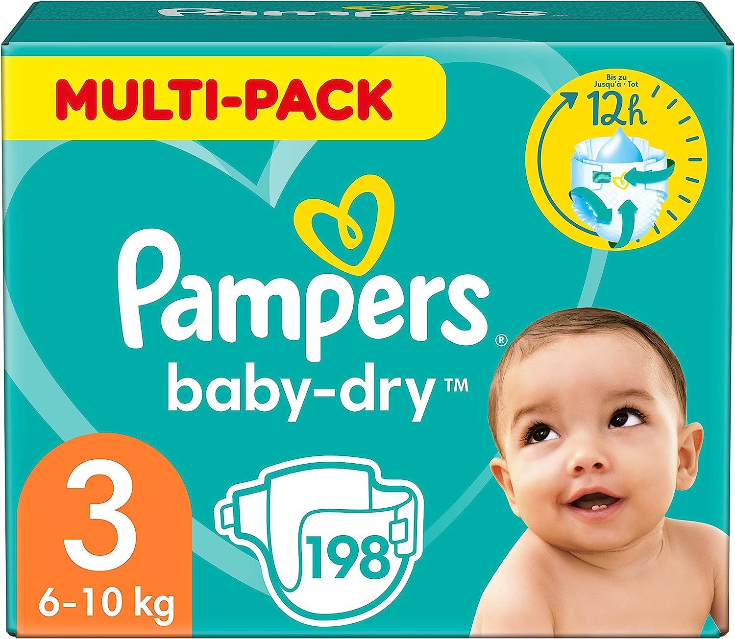 Pampers Windeln Größe 3 (6-10kg) Baby-Dry, Midi, MONATSBOX