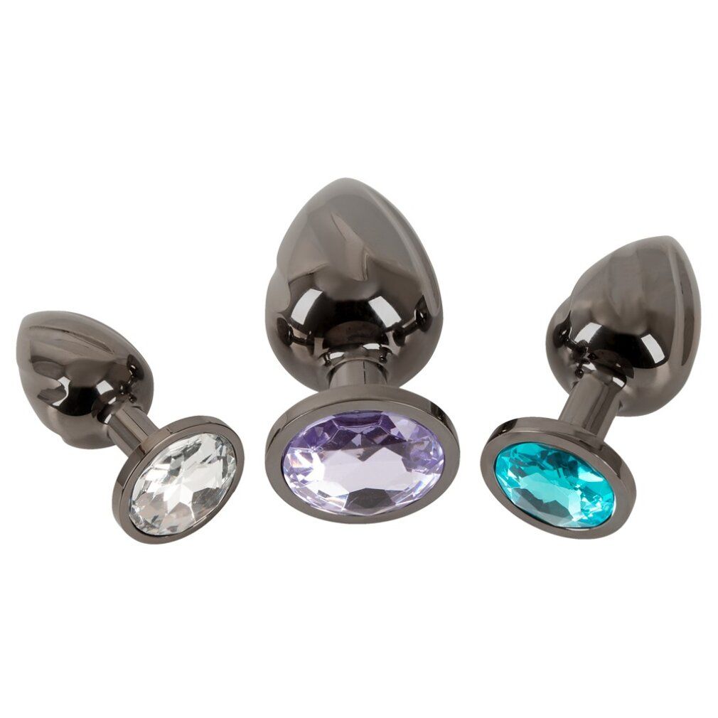 ANOS - Analplug-Set aus Metall mit Schmucksteinen