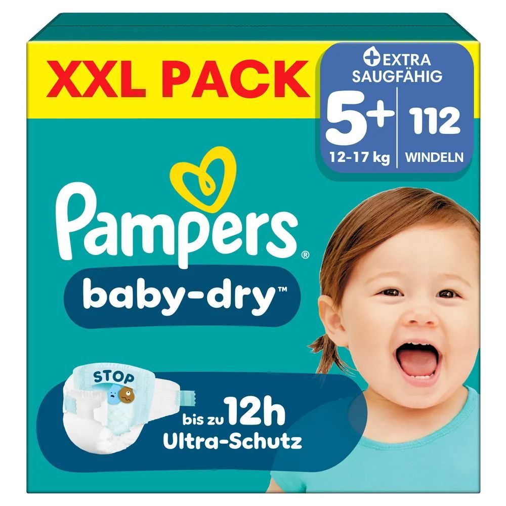 Pampers Baby Dry Gr. 5+ Junior Plus 12-17kg  Windeln XXL Pack