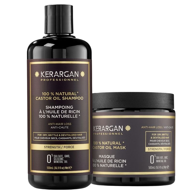 Kerargan - Duo Anti-Haarausfall Shampoo & Maske mit Rizinusöl
