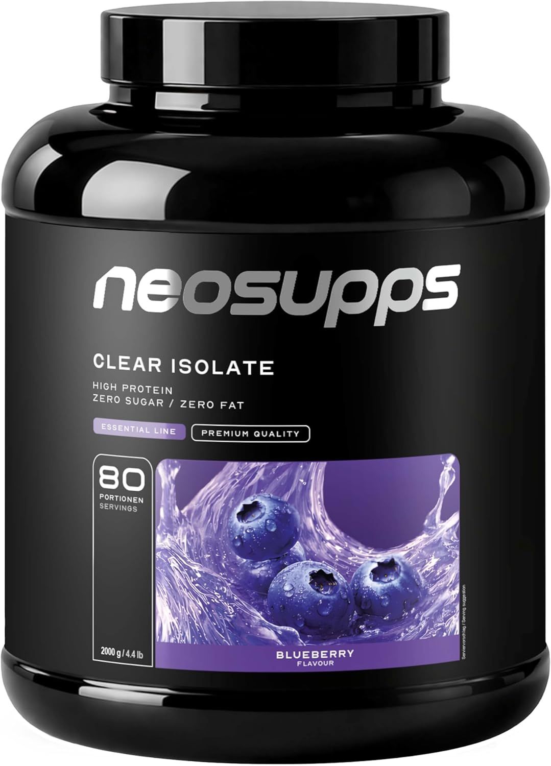 Neosupps Clear Whey Isolat Protein Pulver, 2000g, Blueberry, Eiweißpulver