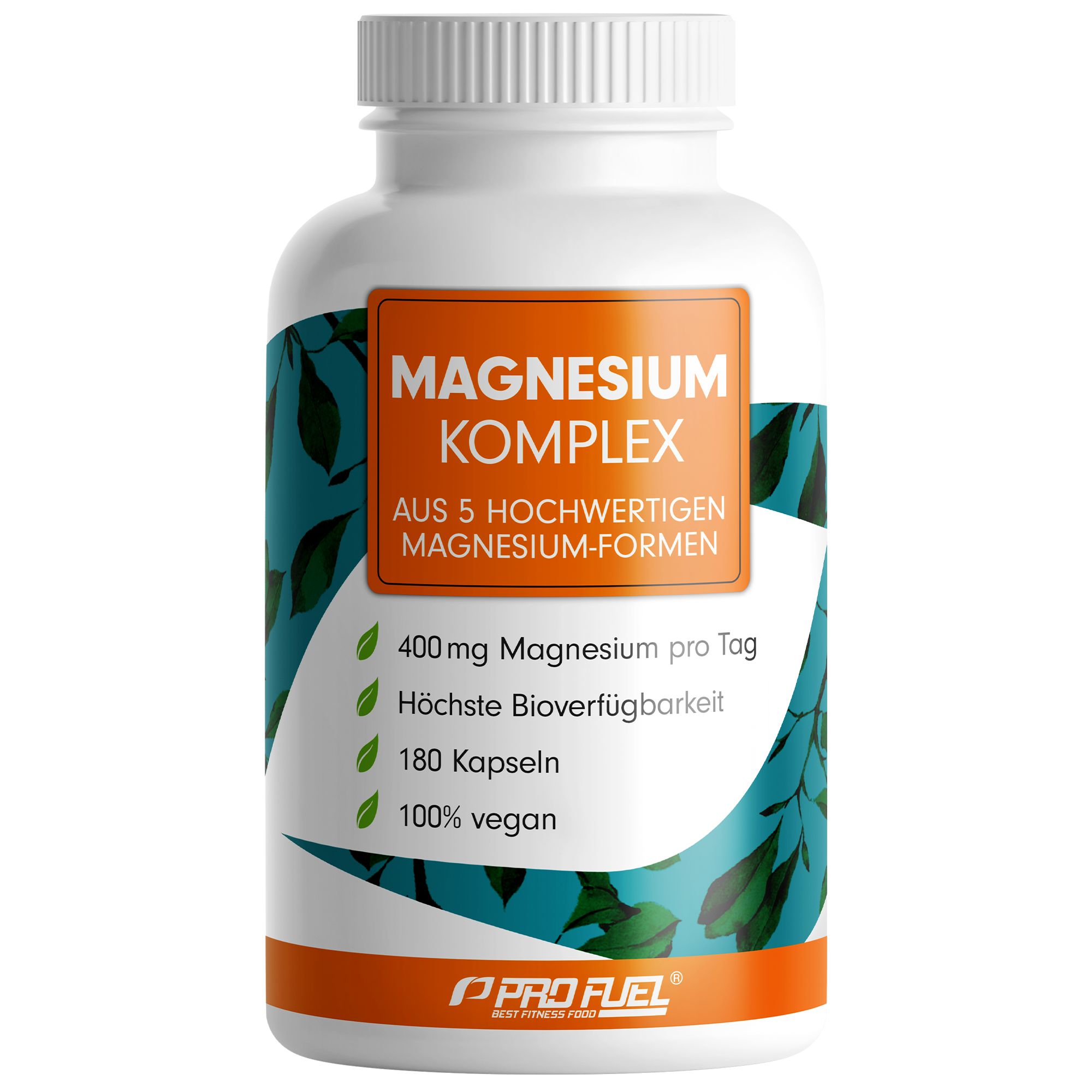ProFuel - Magnesium Komplex 180 Kapseln, 400 mg elementares Magnesium pro Tag - 5 Kapsel