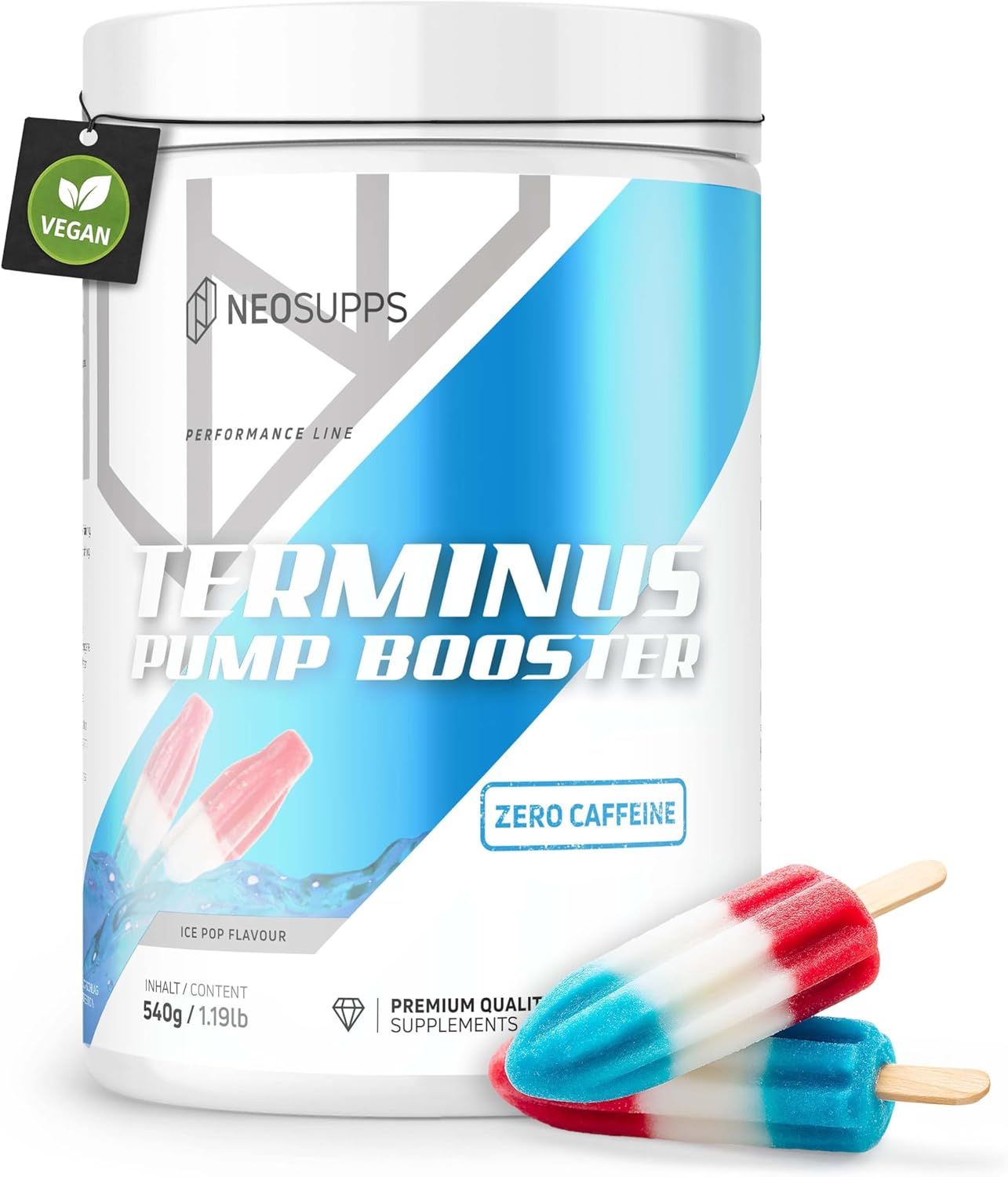 Neosupps Terminus PUMP XXL Ice Pop, 540g, Pre Workout Booster ohne Koffein