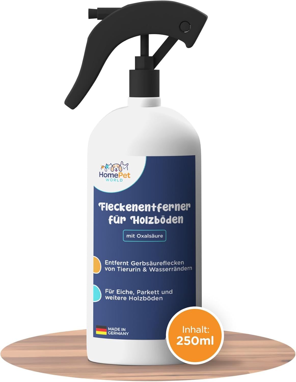 HomePetWorld Oxalsäure Reiniger 250ml für Parkett und Eiche - Gerbsäureflecken Spray