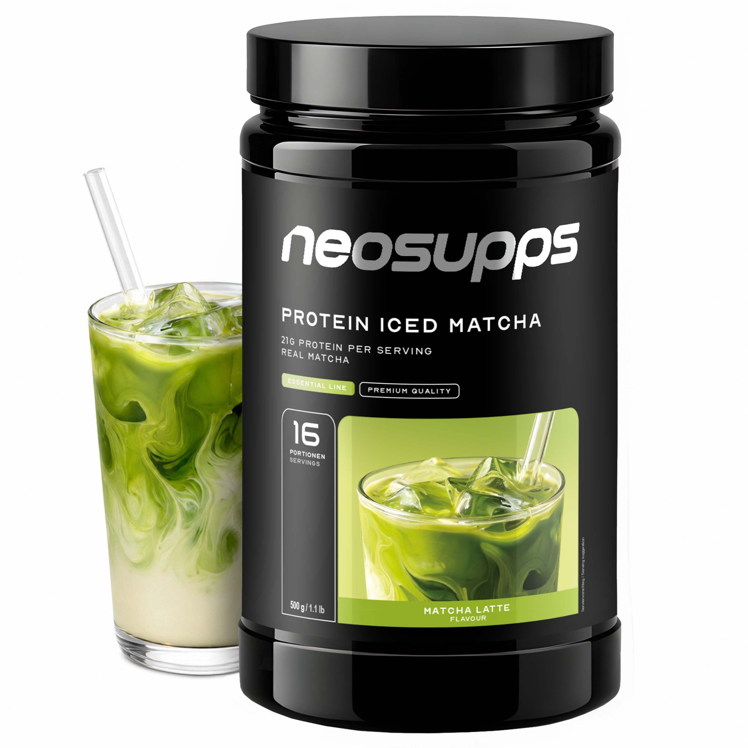 Neosupps Protein Iced Matcha Latte mit echtem Matcha, Proteinpulver