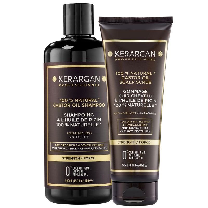 Kerargan - Duo Anti-Haarausfall Shampoo & Peeling mit Rizinusöl