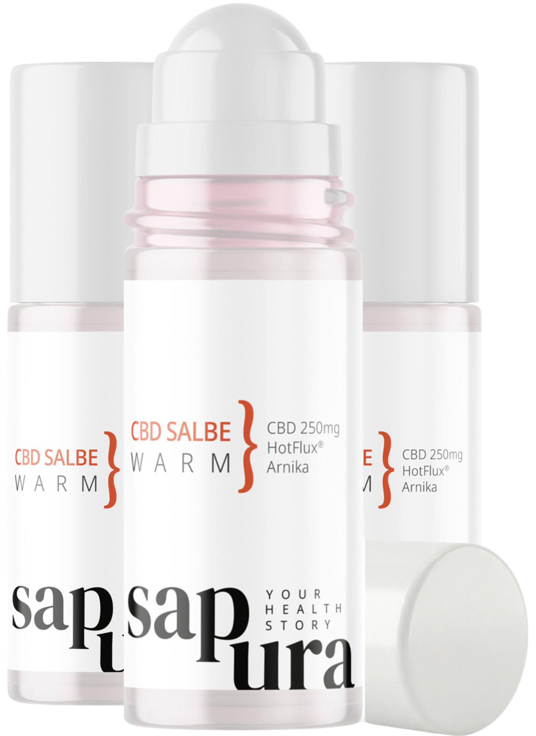 Cannabis CBD Gel als praktischer Roll-On | Wärmende CBD Salbe | 3er Set | SAPURA®