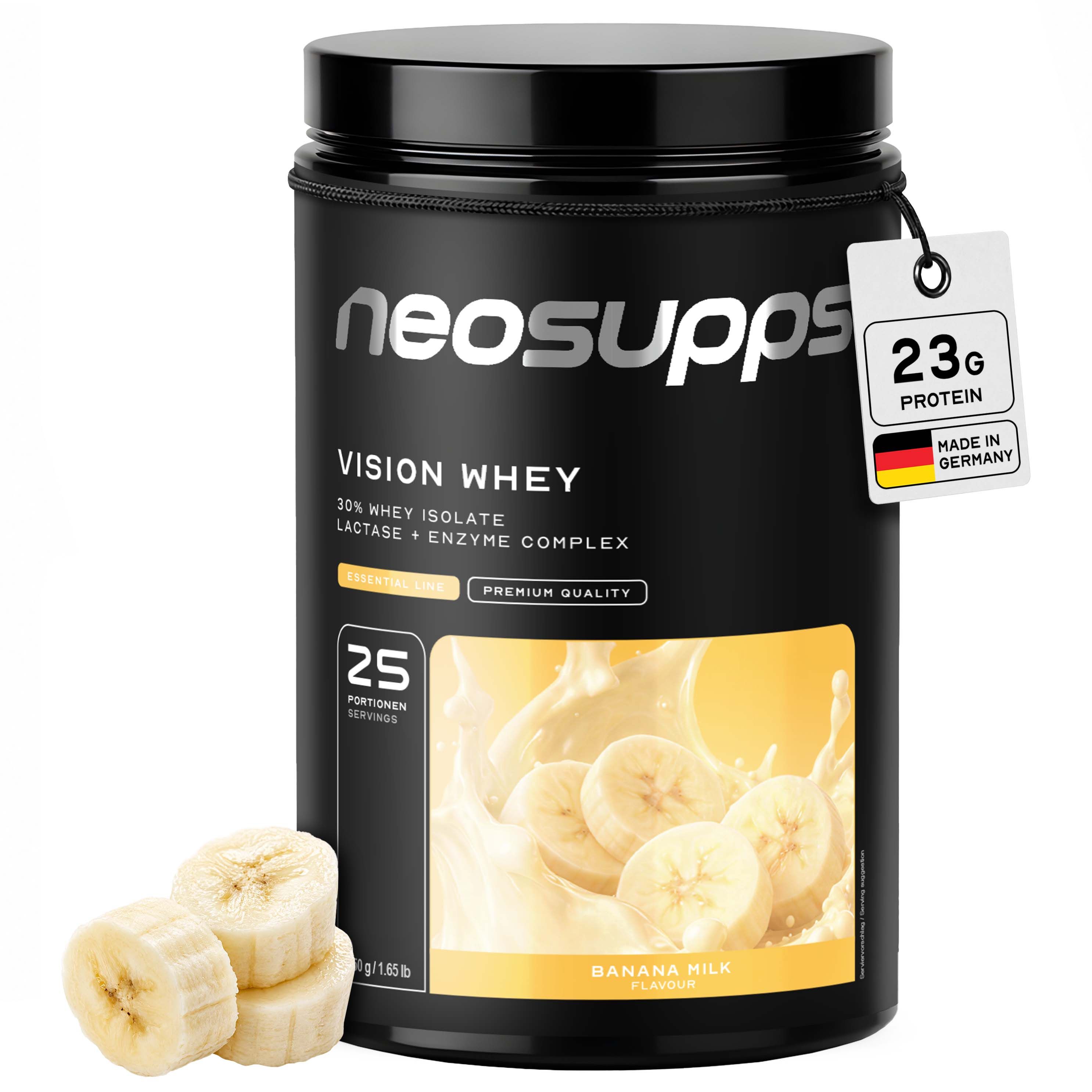 Neosupps Vision Whey Protein Banana Milk, 750g, Protein Pulver für Proteinshakes